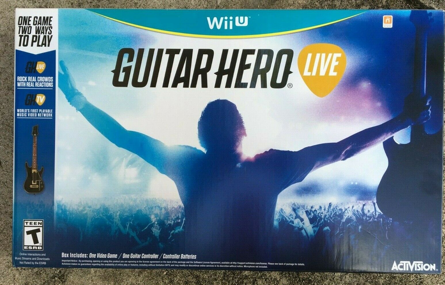 Guitar Hero Live Bundle Game & Wireless Guitar Controller for Wii U - Brand New