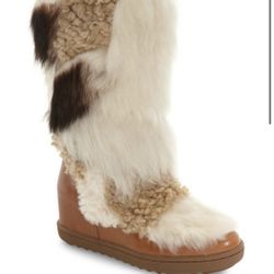 Coach Women’s Mortion CALF/SHEARLING MIX SADDLE/NATURAL MLT Q8866