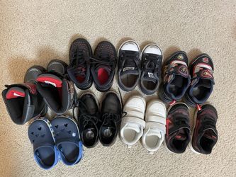Boys Size 7T Lot Of Shoes Carters, Jordans, Converse,crocs, Nike, Etc.
