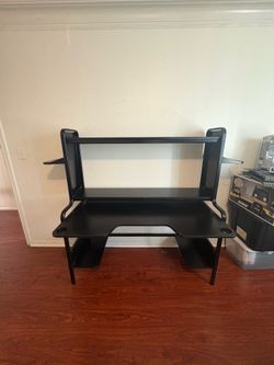Gaming Desk with Shelf and cup holders