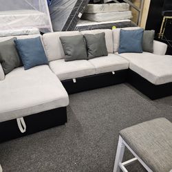 Brand NEW SECTIONAL DOBLE CHAISE W/ STORAGE OOTOMAN & PULL OUT BED $849