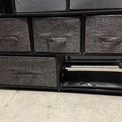 6-Drawer Fabric Storage Dresser Organizer with Wood Top – Missing 1 Bin 