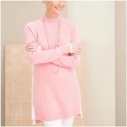 Chicos Women’s Cashmere Pink Tunic Sweater with Side Buttons size 1 $25