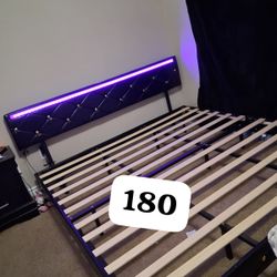 Gorgeous Queen Size Bed Frame With Changing Color LED Lit