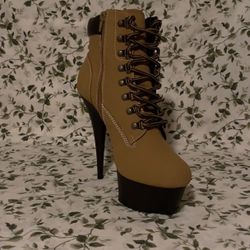 DELIGHT -600TL-02- PLATFORM ANKLE BOOT I BROWN FAUX LEATHER 