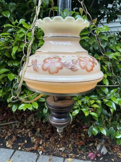 Vintage Three Chain Hurricane Swag Lamp