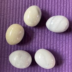 Five Polished Stone Eggs Quartz Marble Granite?