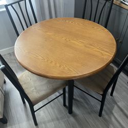 Round Wood Table With 4 Chairs- Free