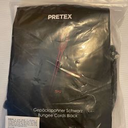 )PRETEX 12 Bungee Cords with Hooks - Long Cord Rope Pack in Black - Strong Elastic Tie Down Moving Straps w/Heavy Duty Hooks - Bungees Pack for Vario