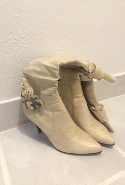 Cremè and gold boots