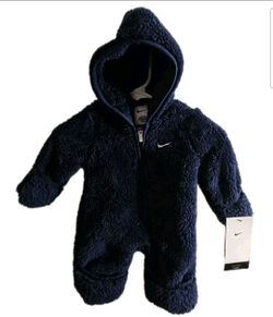 NIKE Baby Boys Hooded Sherpa Coverall 1-piece Convertible Navy Newborn 50-56 cm