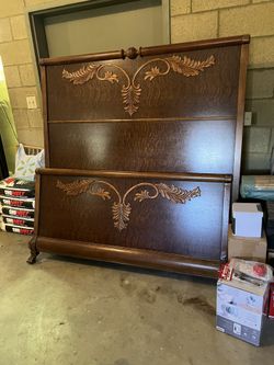 Oak Sleigh Bed Queen
