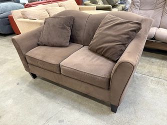 Chocolate Brown Micro Velvet Camelback Loveseat