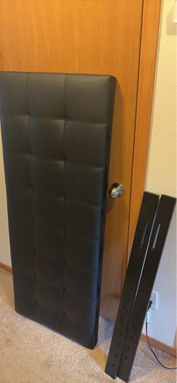 Black Faux Leather Tufted Headboard with Legs