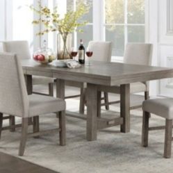 Brand New Rustic Grey 7pc Formal Dining Table Set 