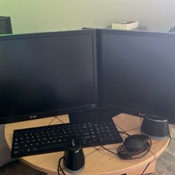 HP DESKTOP WITH 2 LG MONITORS 