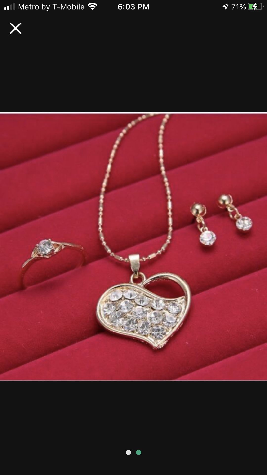 Heart 3 Piece Set Ring Necklace And Br