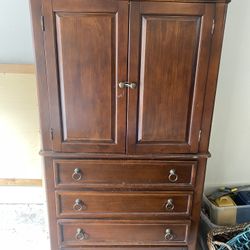 Cherry Wooden Armoire Dresser 72 X 36 X 19
