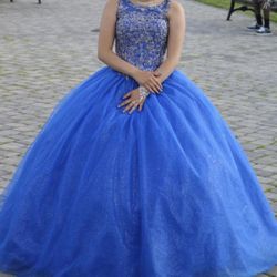 Vestido para 15 size 0 , color royal blue