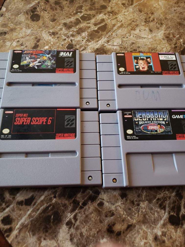 Super Nintendo game lot, super scope 6, hyperzone,home alone,jeopardy