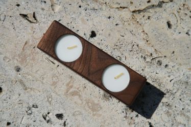 Handcrafted Walnut Tea Light Holder for two candles