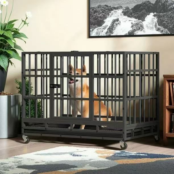 37" Heavy Duty Dog Crate with Removable Tray Large Dog Kennel Heavy Duty Dog Crate cage with Wheels $100