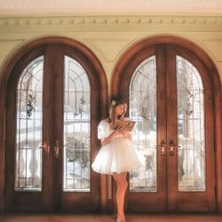 Babydoll Mini Bridal Shower Dress | Cute BBD White/Beige Dress