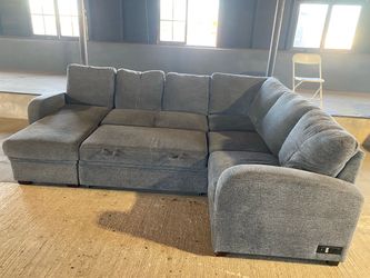 Gray Sectional Sofa with Storage Ottoman