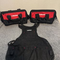 Husky tool bags and bib tool apron