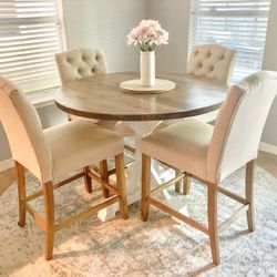 Custom Dining Table Farmhouse Country French Modern Rustic Solid Wood Set Restoration Hardware Insp Bench Hand Built Round Oval Counter Breakfast  