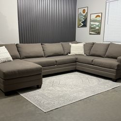 Gray-Brown Bassett 3pc Sectional Couch, Delivery Available