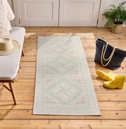 Floral Runner Rug Cream and Mint