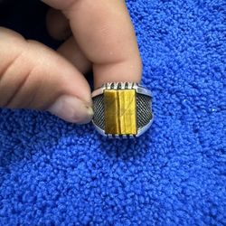 925 Sterling Silver Brown Tigers Eye Design Ring