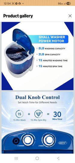 Portable Mini Washing Machine 8 lbs Washing Capacity Semi-Automatic Compact Washer Spinner Small Cloth Washer Laundry Appliances for Apartment, RV, Ca
