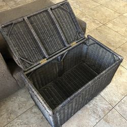 Grey Wicker Ottoman