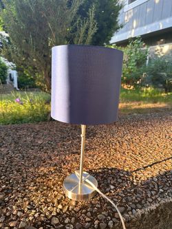 Blue Table Lamp with Silver Base