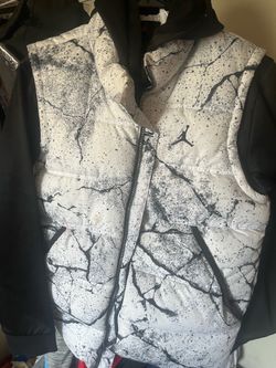Jordan White Black Speckle Puffer Vest