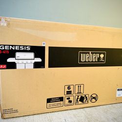 New in box Weber Genesis S-415 4 Burner Liquid Propane Grill Stainless Steel