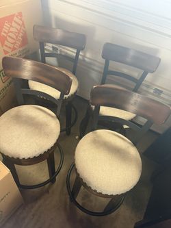 Round Upholstered Swivel Stool Set