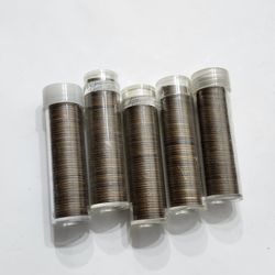 5 Rolls Of Wheat Cents 1910's To 1950's