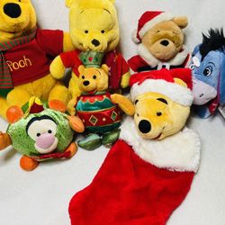 90s Disney Winnie the Pooh Christmas Plush Toys