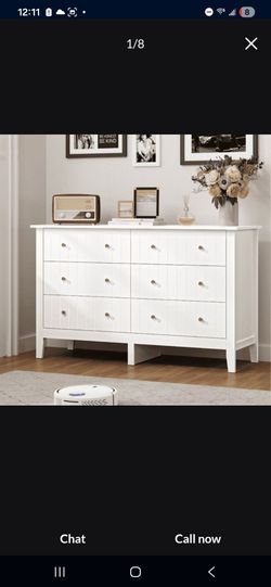New 6 Drawer Dresser White-