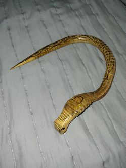 20" Vintage Wooden Wiggle Cobra Snake Toy • Hand Made / Painted Articulating