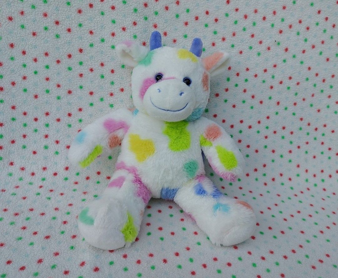 Build A Bear Rainbow Splatter Cow Pastel 17"