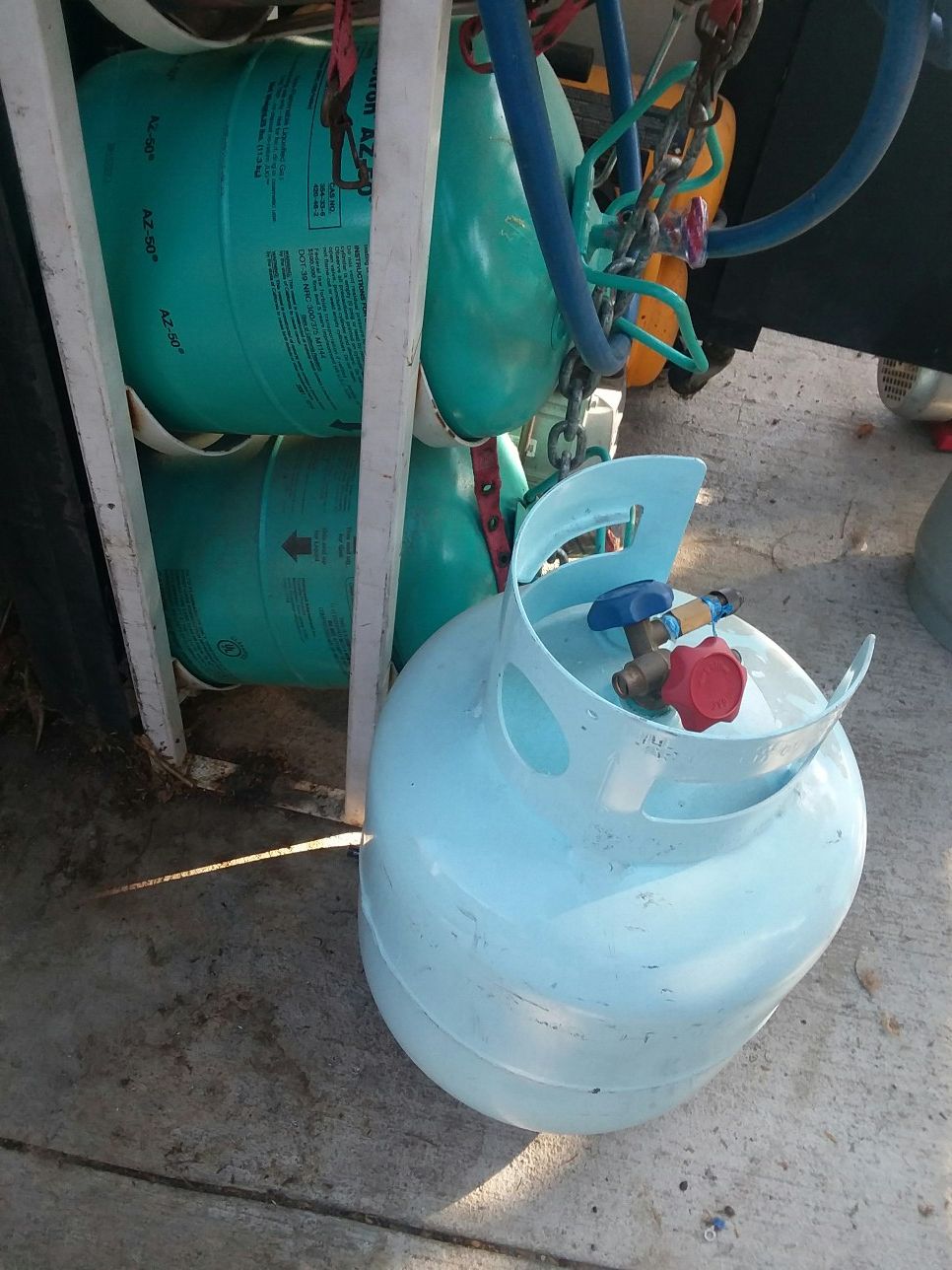 Refrigerant 507 full tank 25lbs.and new recovery tank