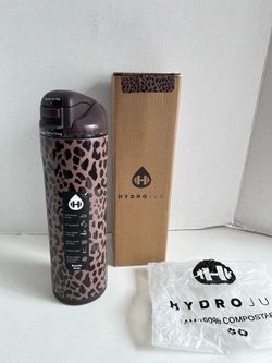 HydroJug Ease2o Water Bottle with Straw & Chug Lid, Stainless Steel, 24oz, Brown Leopard