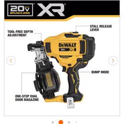 DEWALT 20V MAX 15-Degree Electric Cordless Roofing Nailer (Tool Only)