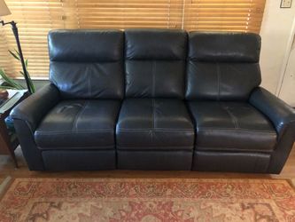 Blue Leather Dual Recliner