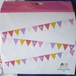3 Sets Of party flags, Multi colored & Pattern, happy day on rocking horse