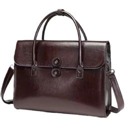 Dark Brown Leather Briefcase Shoulder Bag